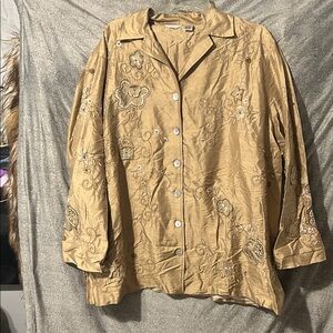 Laura Ashley Tan Embroidered Jacket
